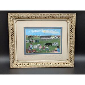 VTG Filigree Framed Signed Numbered Print CT JoAnne Koenig Macko Orange Fair 93'
